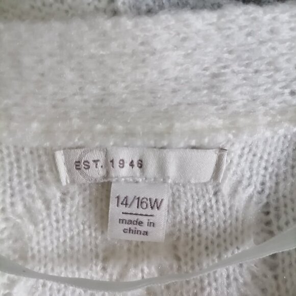 Cato Est. 1946 Gray White Cable Knit Open Duster Cardigan Sweater Size 14/16 - Picture 5 of 7